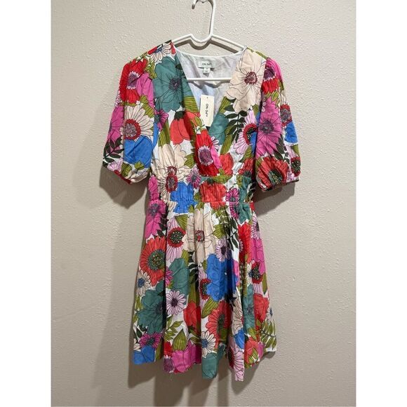 Floral Dress from On 34th NWT Bubble Sleeves to Elbow Hem Hits Above Knees Size - Picture 1 of 5
